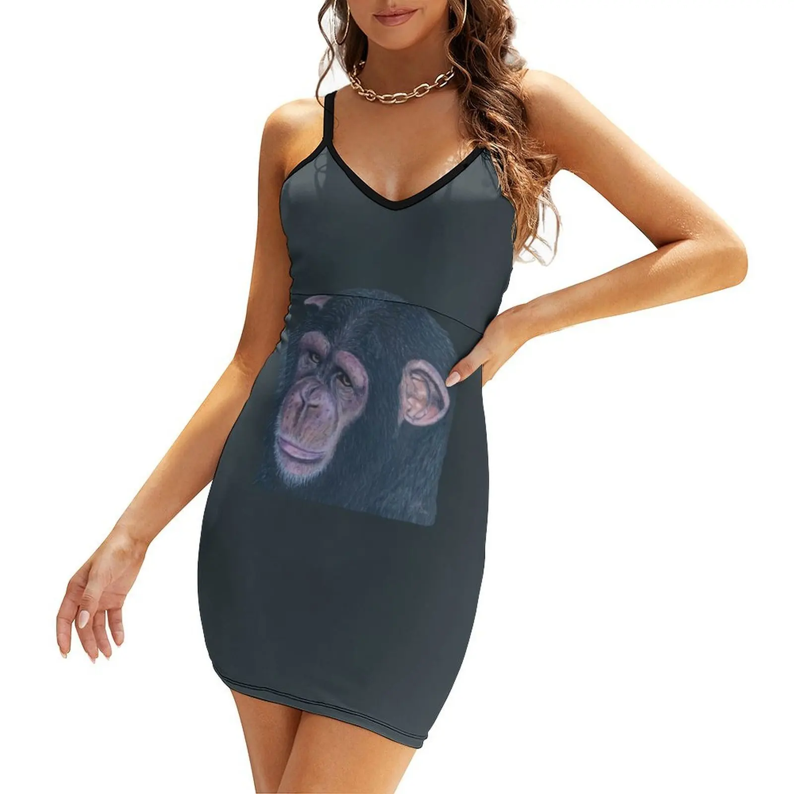 ชิมแปนซี - เสื้อยืดลายสวนสัตว์ ชุดเดรสสลิง เสื้อผ้าผู้หญิง ชุดเดรสฤดูร้อน ชุดเดรสผู้หญิง 2025 ชุดราตรีหรูหราทันสมัย 2025
