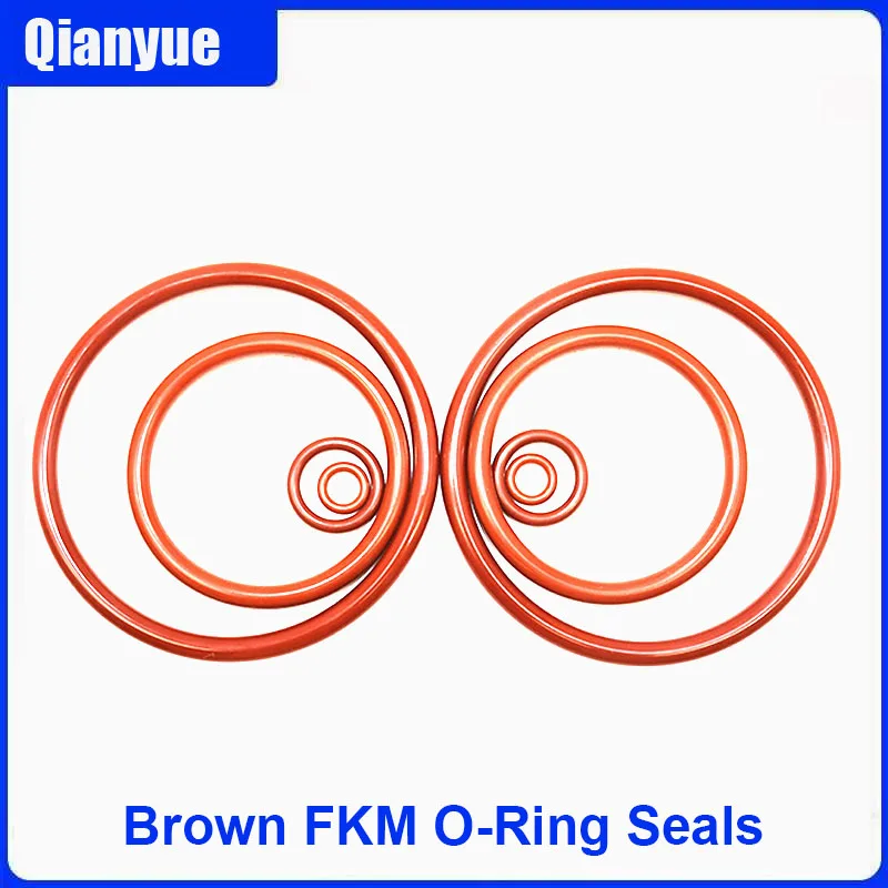 브라운 FKM O-링 씰 1/1.5/2/2.5mm 코드 x 3-100mm 외경, 고온 250 ° 화학물질 저항성, 최대 1000mm 맞춤형 사이즈