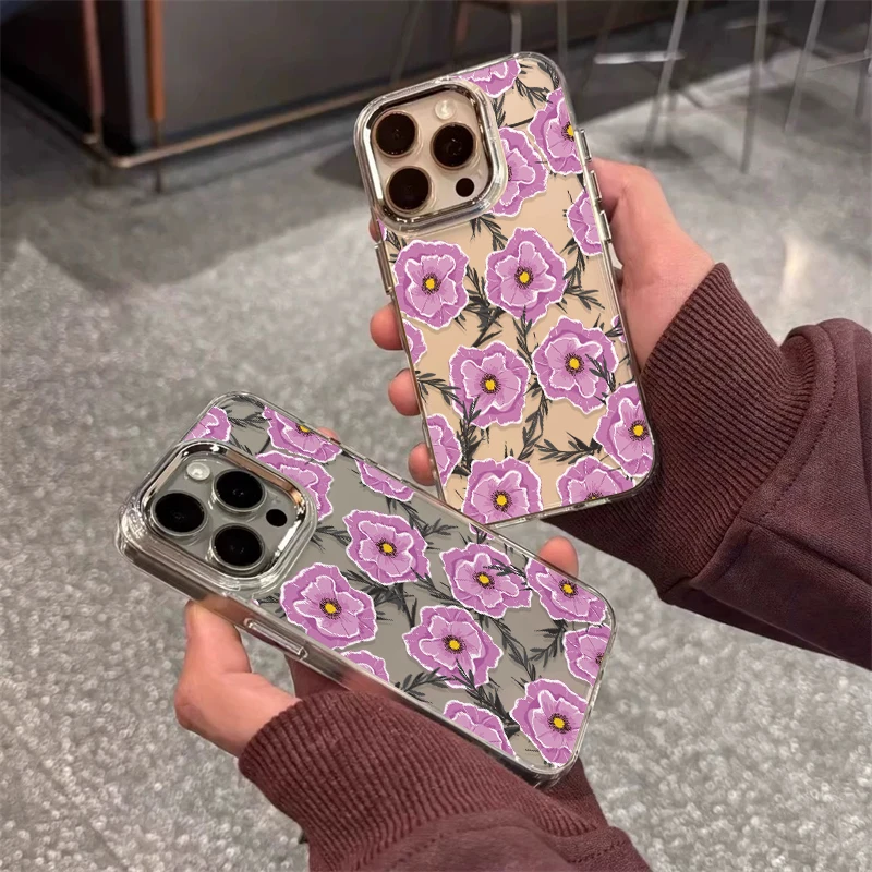 Прозрачный чехол для телефона iPhone 16e 15 16 Pro Max 17 Air 14 13 12 11 X XR XS Max 7 8 Противоударный бампер с цветочным узором Мягкий чехол