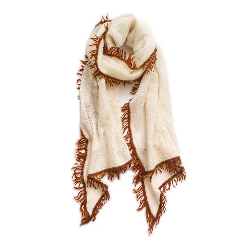 Ladies' Cashmere Scarf Solid Color Knitted Shawl for Autumn Winter Warmth Fashionable And Comfortable Neckwear Accessory