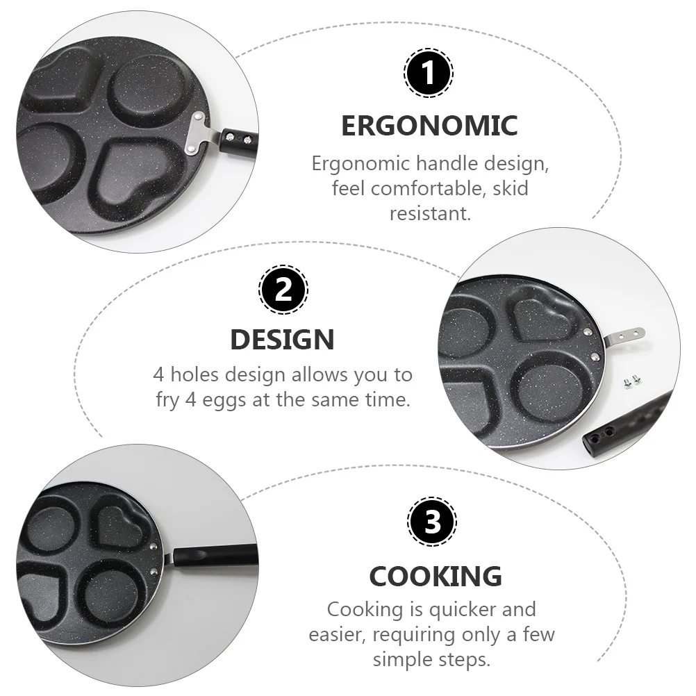 

1pc Breakfast Frying Egg Frying Pan 4-Hole Breakfast Cooking Pan Ergonomic Handle Skid Resistant Kitchen Accessory