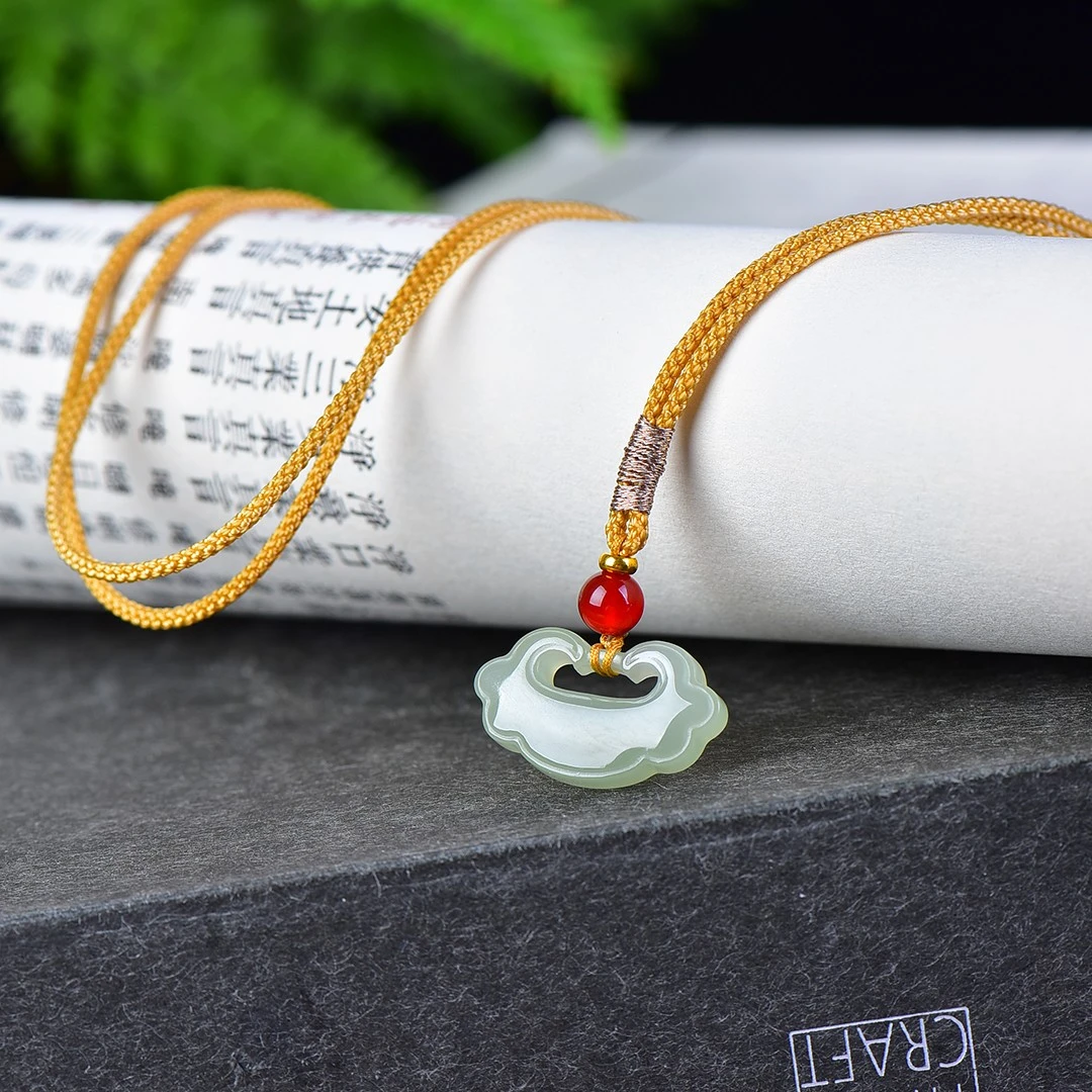 25mm China Nephrite Stone Certified Jade Cloud Lock Pendant Necklace Women Fine Jewelry Natural Hetian Jade Lucky Charm Amulet - view 4