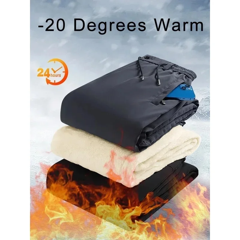 

Thicken Fleece Lined Thermal Trousers 2024 New Winter Men's Pants Heavyweight Male Straight Casual Snow Warm Pants Plus Size 8XL