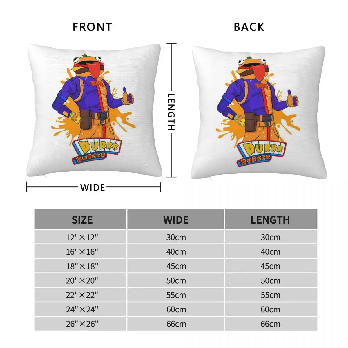 Durrr Burger Beef Boss Pillowcase Polyester Linen Velvet Pattern Zip Decorative Throw Pillow Case Sofa Seater Cushion Cover