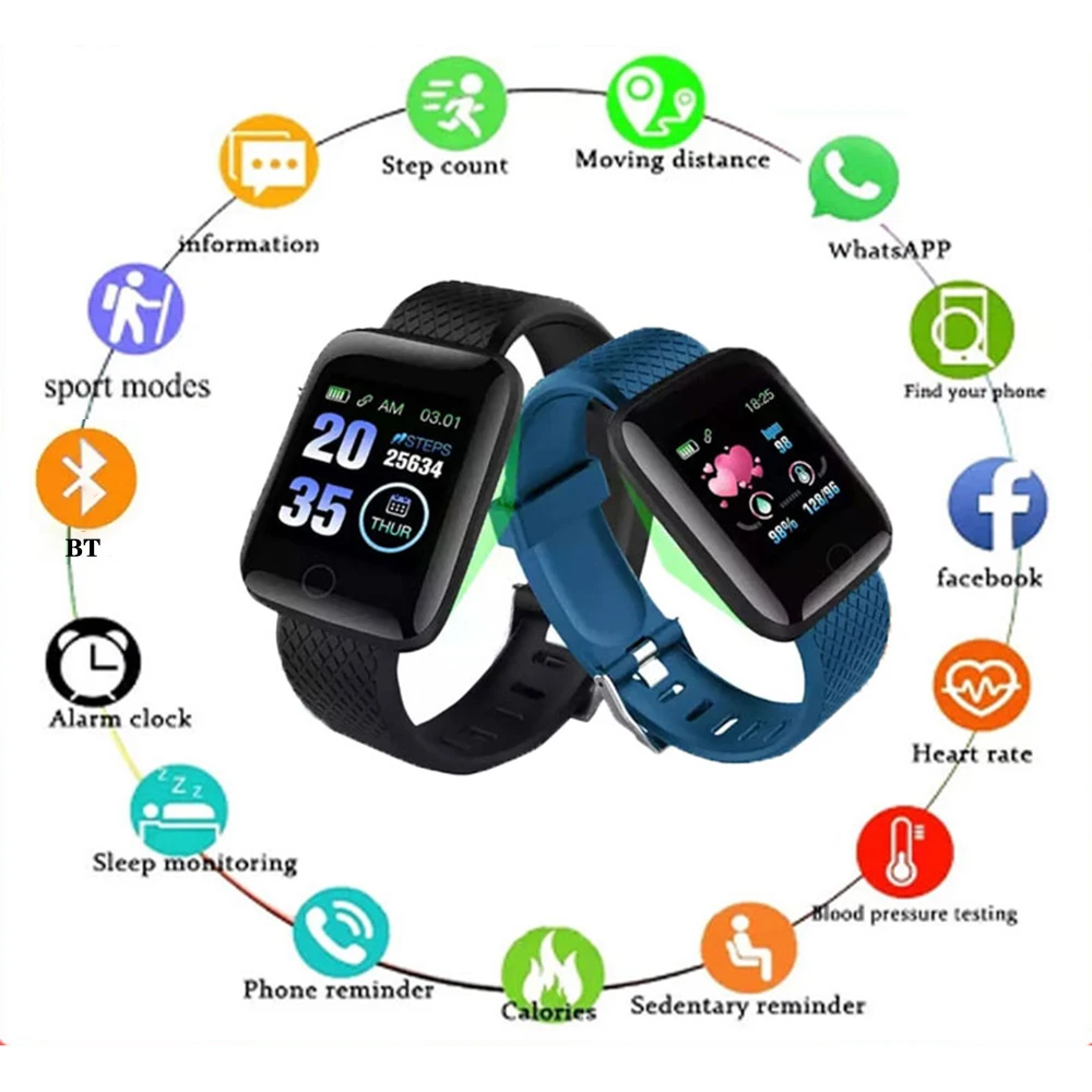 New 116plus Smart Watch Men Women Full Touch Screen Sport Fitness Watch Man IP67 Waterproof Bluetooth For IOS Android Smartwatch