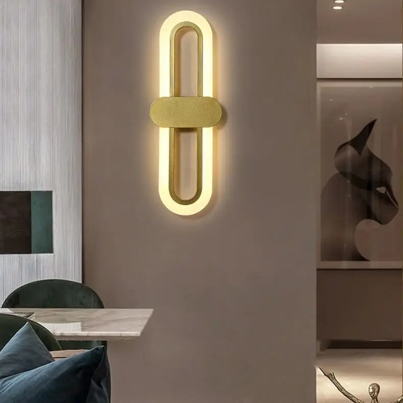 Oval LED acrylic bedroom bedside wall lamp, modern and simple living room staircase, light luxury TV wall corridor lamp