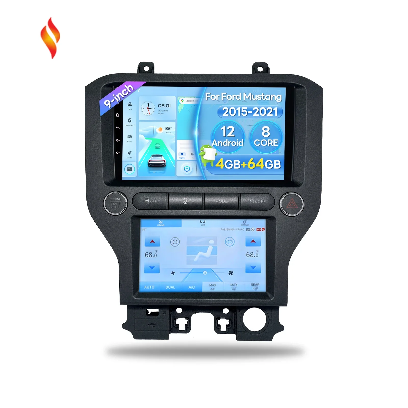 

Factory 9 Inch Android Auto Radio GPS Navigation Car Multimedia Play Wireless CarPlay Car DVD Player for Ford Mustang 2015-2021