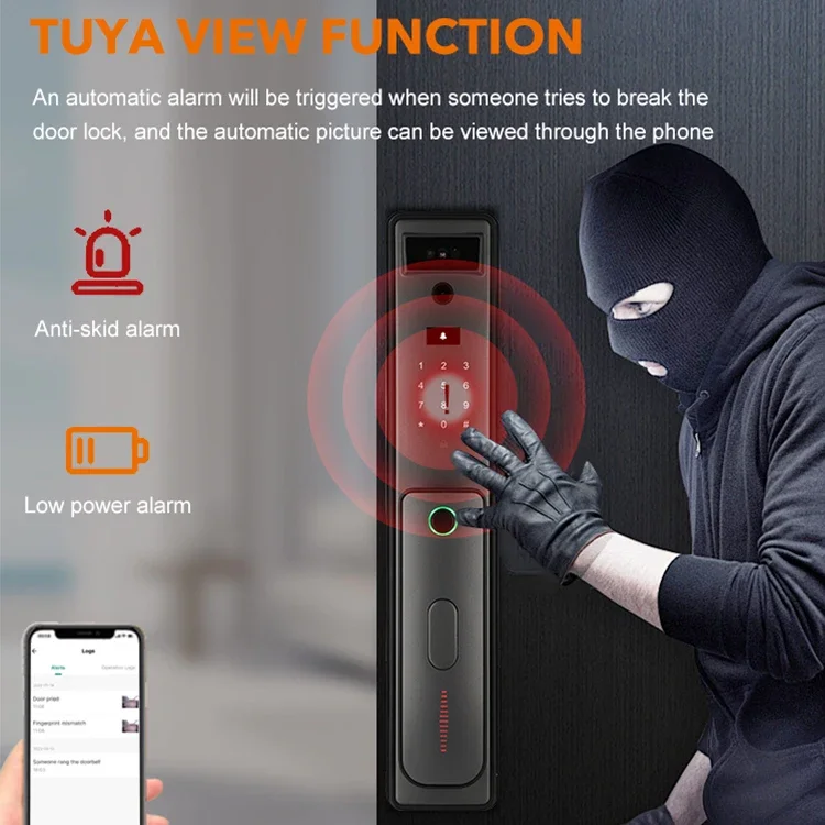 3D Face Recognition Digital Door Lock, impermeável, Tuya, Wi-Fi, Bluetooth, impressão digital, Smart Door Locks, alta qualidade