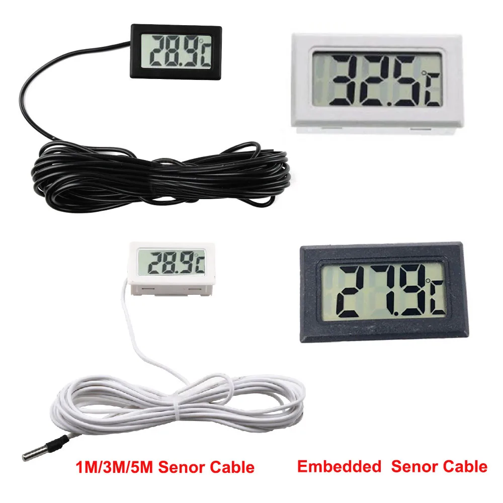 FY-10 LCD Digital Thermometer Temperature Sensor Temperature Tester Detector Monitor with 1M 3M 5M Senor Cable for Aquarium