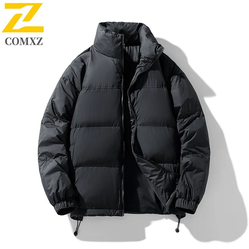 COMXZ 2025 Couple Stand Collar Winter Cotton-Padded Jacket Puffer Coat Waterproof Windproof Casual Outdoor Sports Workweer Coat