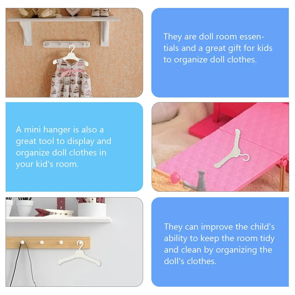 

60Pcs Mini Clothes Supports Plastic Miniature Dress Hangers for Organizing Mini Coats Room Accessories Miniature Dress Hanger