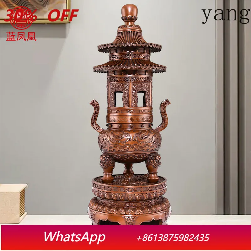 

CX Home Indoor Forbidden City Pagoda Ding Three-layer Buddhist Hall Monastery Buddha Incense Burner