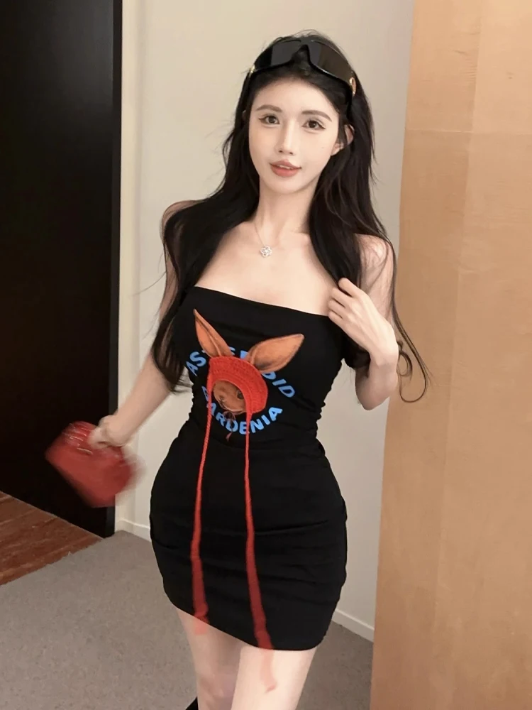 

Сексуальная пикантная юбка с принтом кролика и рисунком Dr на одно плечо, обернутая вокруг юбки, летняя длина для молодых женщин в Китае