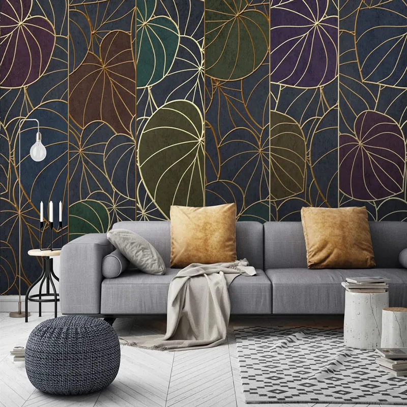 Modern Custom Photo Wallpaper Hand Painted Plant Banana Leaf Line Murals Living Room Bedroom Home Decor Painting Papel De Parede