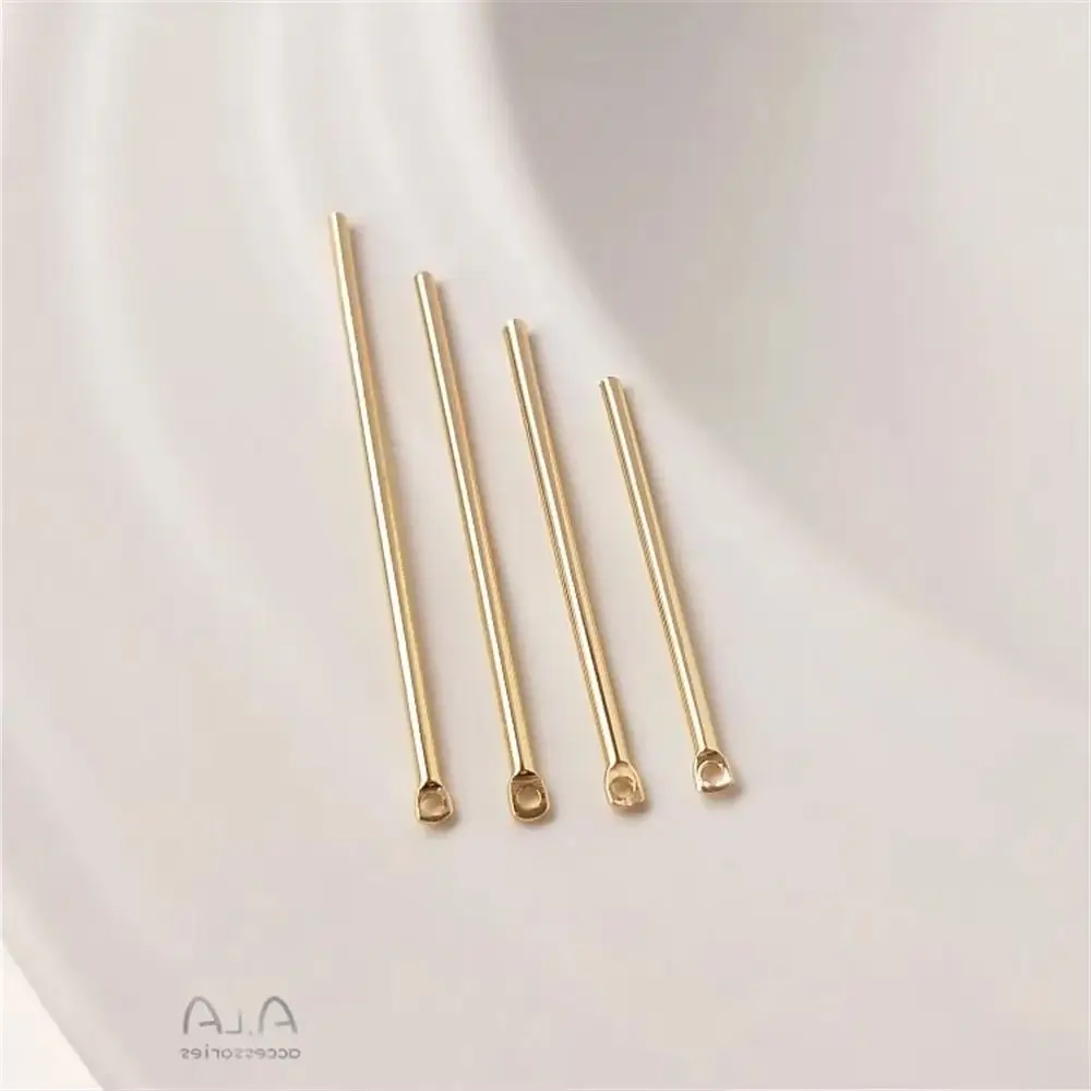 14K Gold Color Double hole small round rod connecting rod single hole hanging rod DIY necklace earring pendant jewelry material