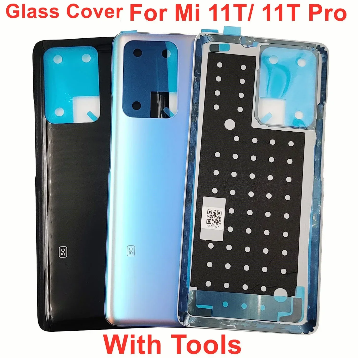 Glass Back Lid Door For Xiaomi Mi 11T 11T Pro 5G Hard Battery Cover Rear Housing Shell Panel Case + Adhesive Glue