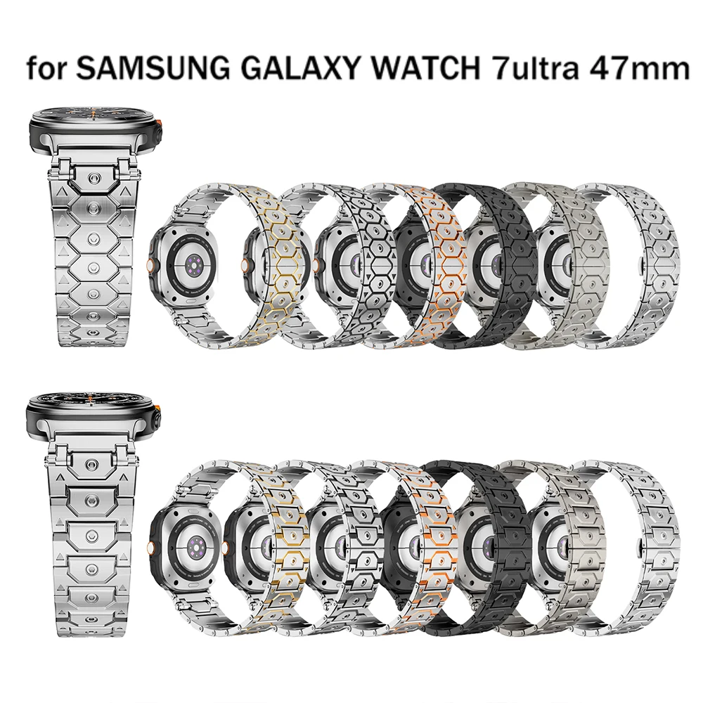 سوار فاخر من الفولاذ المقاوم للصدأ لساعة سامسونج جالاكسي الترا 47 ملم رجل لا فجوات حزام معدني لساعة جالاكسي الترا حزام الملحقات