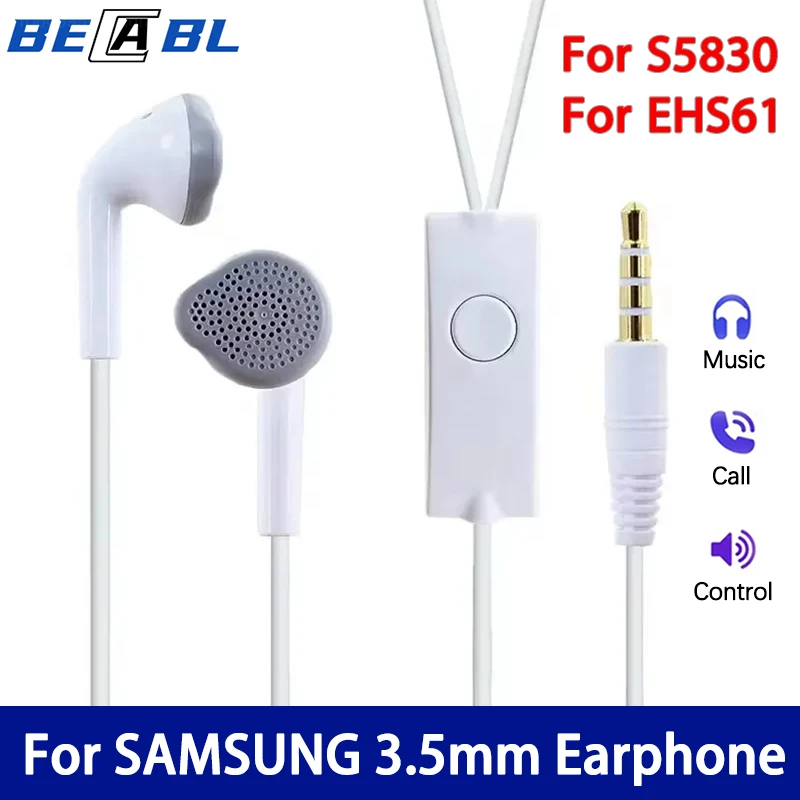 For Samsung 3.5mm Earphone EHS61 S5830 In Ear Wired Headphone With Mic For Galaxy S10 S9 A15 A06 A05 A32 A52 A51 A50 A23 A71 A03