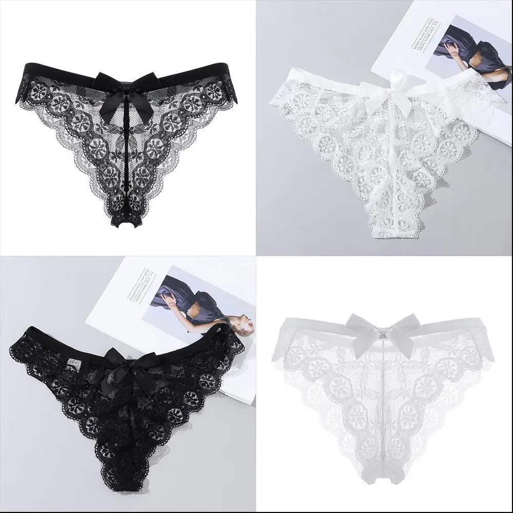 Ladies Transparent Underpants Sexy G String Hollow Bow Panties Thong Women's Underwear