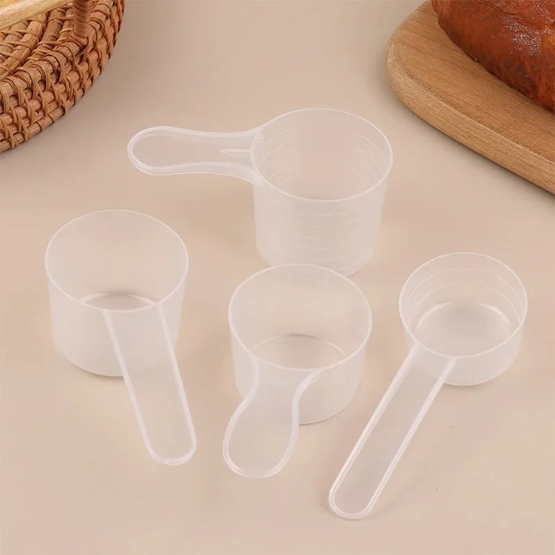 Plastic Coffee Scoop with Scale Transparent Flat-bottomed Spoon Multipurpose Measuring Spoon