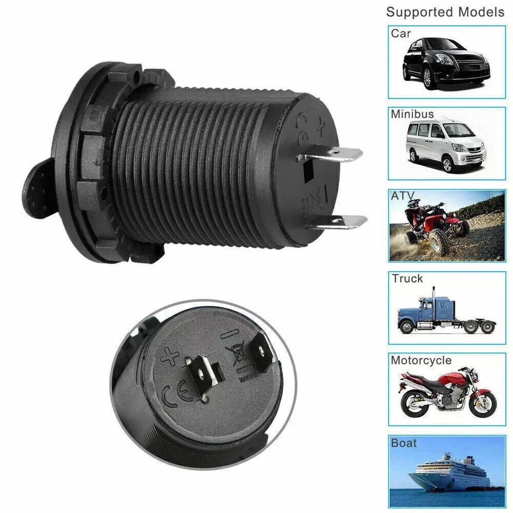 2pcs 12V Car Interior Cigarette Lighter Socket Waterproof Outlet Charger Power Adapter Plug Motorbike Boat Vehicle Accessories