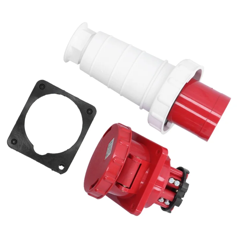 Industrial Plug Socket 5 Pin 3 Phase Power Connector IP67 Waterproof 380415V 63A 3P+N+E