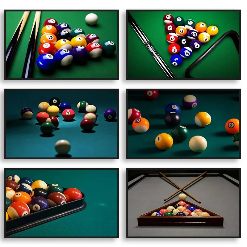 Billiards Snooker Series Modern Sports Vintage Canvas Painting Poster Aesthetic Wall Pictures Bedroom Bar Cafe Club Decoration