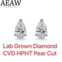 0.5ct each total 1Ctw Pear Cut CVD HPHT Lab Created Diamond DEF Color VS-VVS Women's Stud Earring 14K Yellow Gold NO IGI