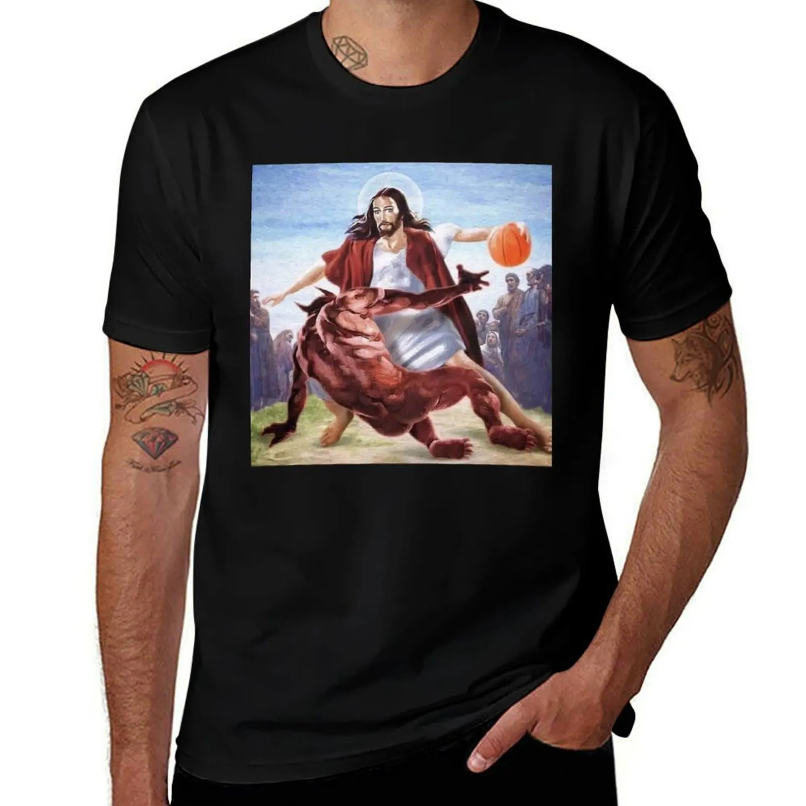 

vs funny man t shirts t Satan for cotton T-Shirt in man Basketbal t for man shirts cotton soft funny shirts Jesus