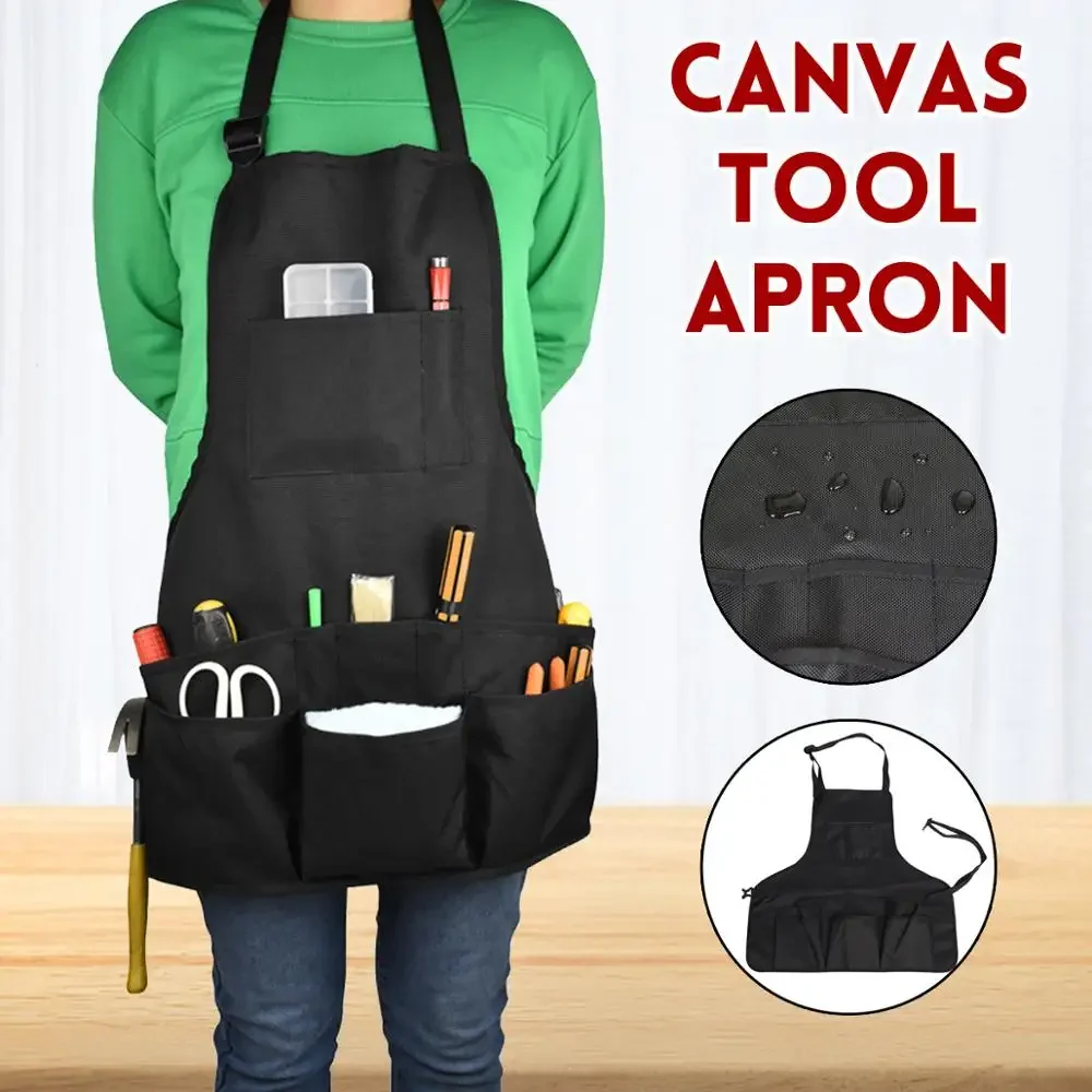 

Waxed Canvas Tool Apron - Double Oxford Utility Work Waist Bag with Adjustable Straps