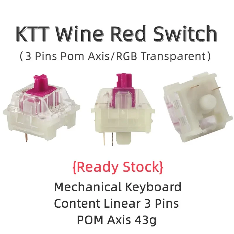 

KTT Wine Red V2 45g Linear Switch 3 Pins POM Hot Plug Mechanical Keyboard Custom Switches RGB Gaming Keyboard Switch