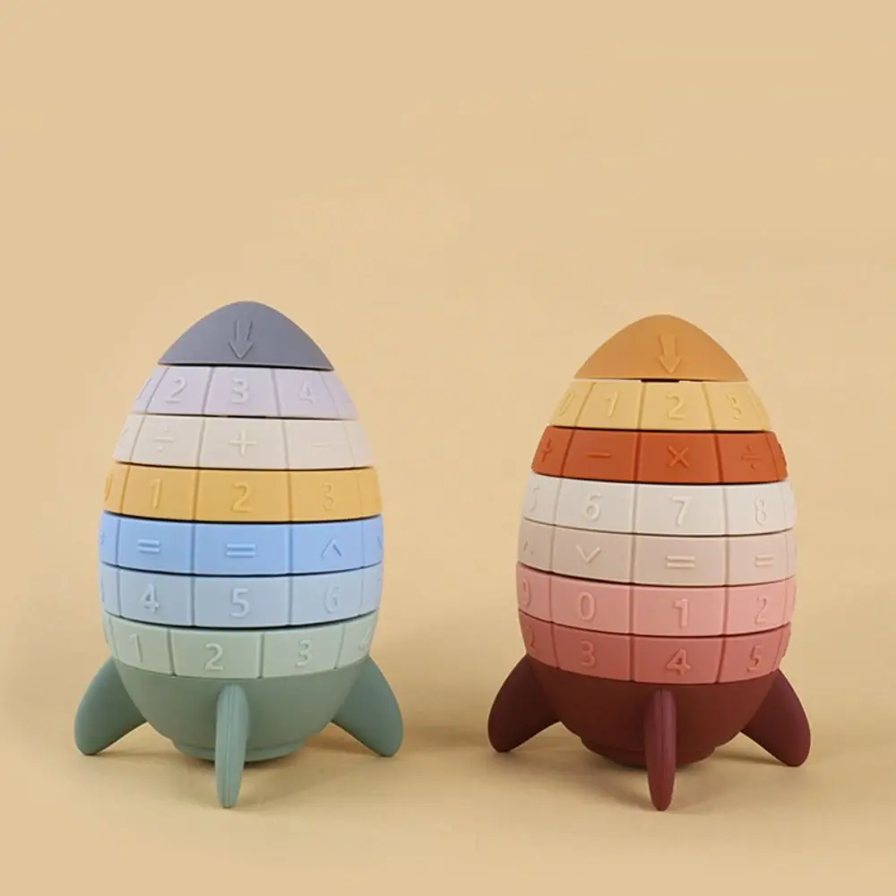 Zwinge Rakete Stapelspielzeug Montessori Spielzeug Rotierender Regenbogen Drehring Turm Früherziehung Stapelbar
