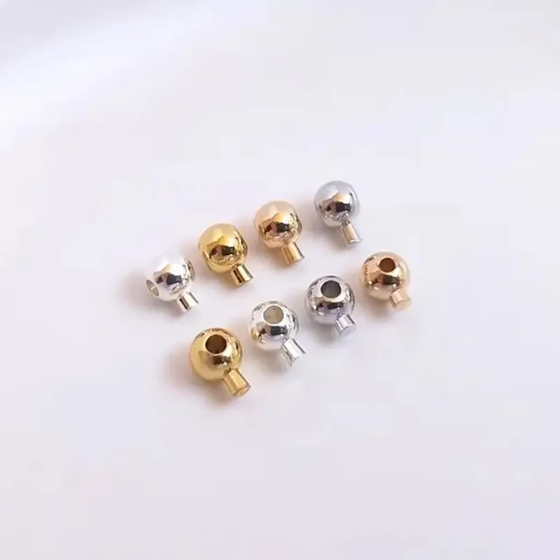 14K 18K Gold Round positioning bead positioning ball fastener DIY sterling silver bracelet necklace ending fastener