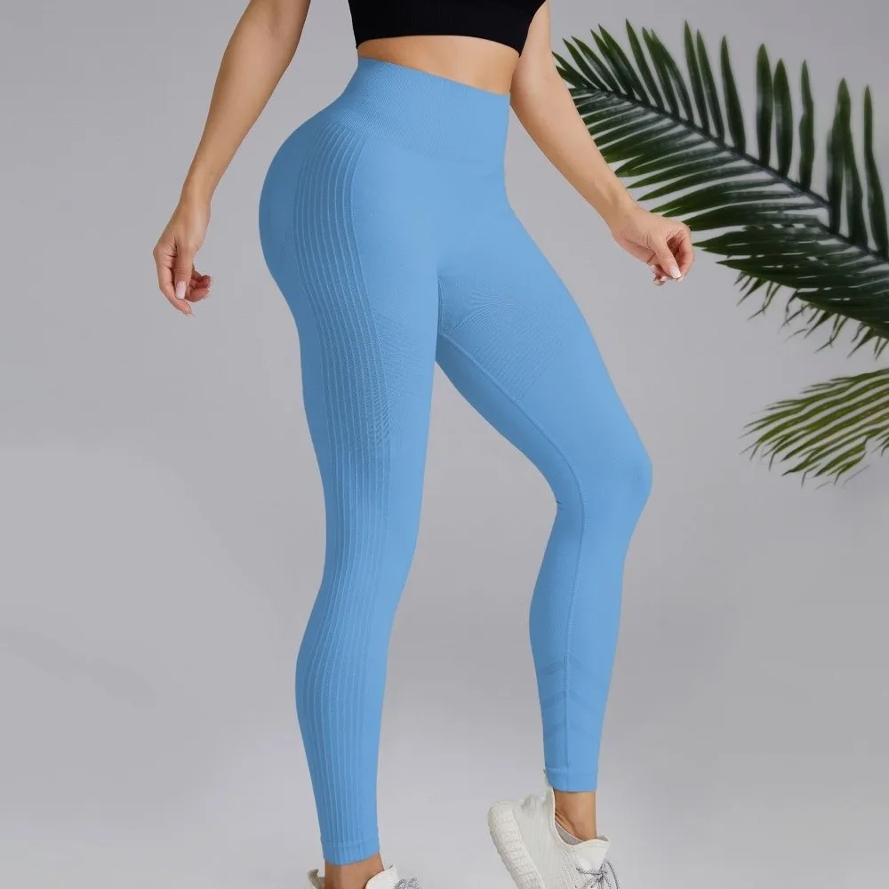 High Waist Yoga Sports Pants Hip-lifting Slimming Sports Fitness Leggings Quick Dry Breathable Yoga Seamless Leggings Outwear