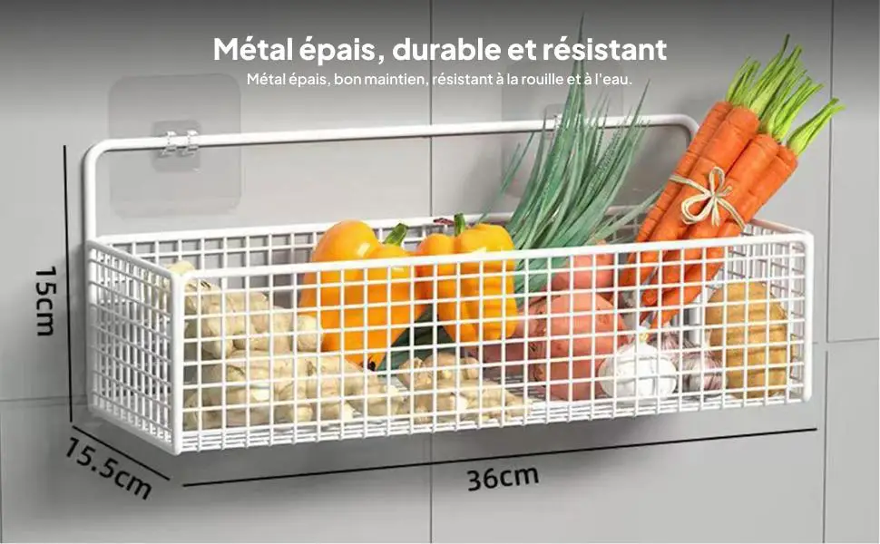 Wall Mounted Steel Wire Basket Space Saving Storage Organizer for Kitchen Bathroom Laundry Pantry