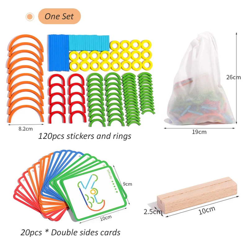 Anillos de palo de rompecabezas 3D para niños, juego de rompecabezas de madera, juguetes educativos Montessori, forma de aprendizaje temprano, Color a juego, cognición