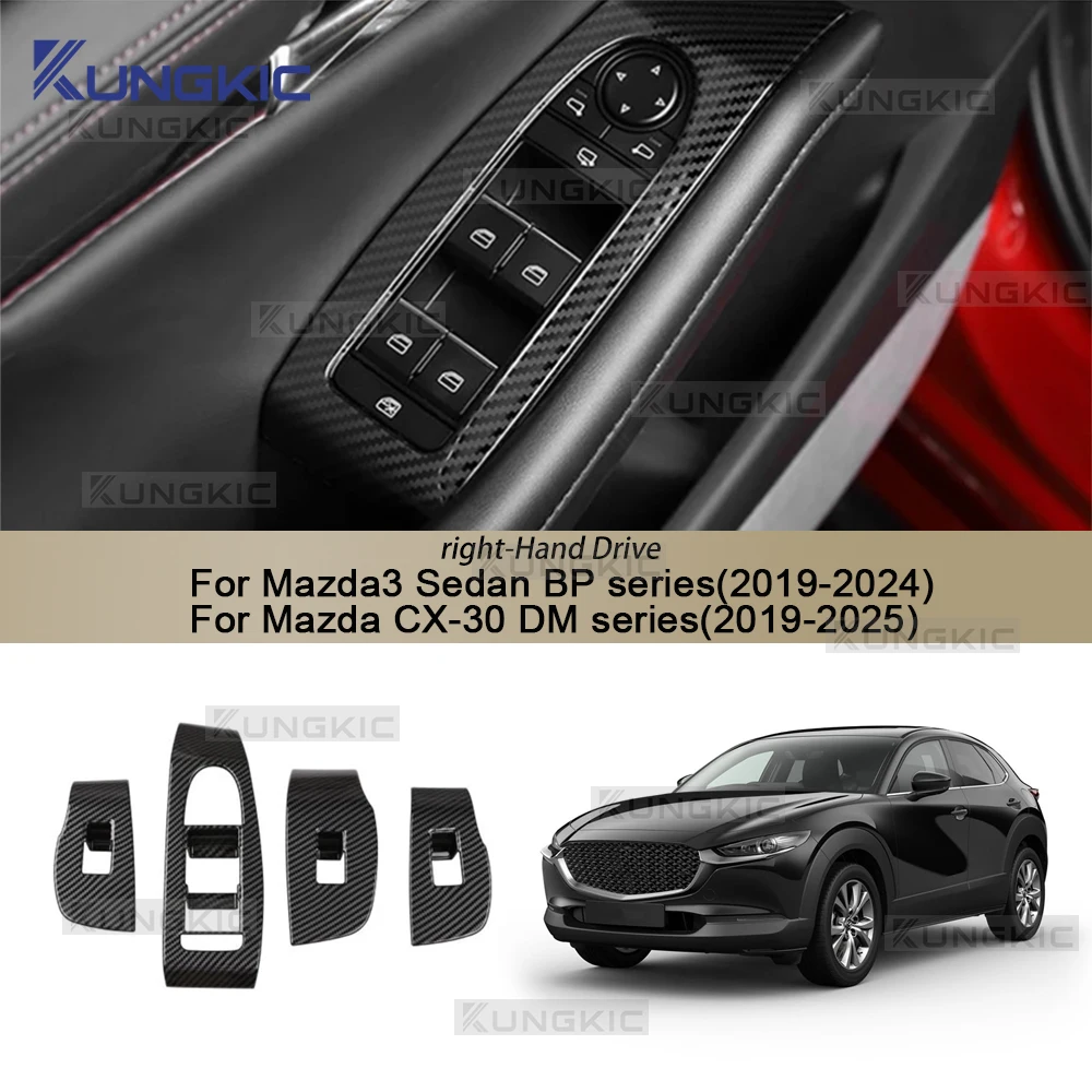 

For Mazda 3 BP Axela 2019 2020 2021 2022 2023 Mazda3 CX-30 DM Accessories Car Window Glass Lift Switch Button Cover Trim Sticker