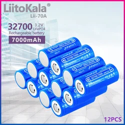 12PCS LiitoKala Lii-70A 3.2V 32700 6500mAh 7000mah LiFePO4 Battery 35A Continuous Discharge Maximum 55A High power battery