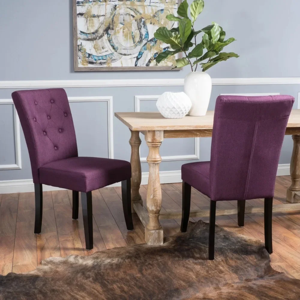 

Dining Chairs Modern and Contemporary Sand Fabric Deep Purple Dinings Chair, Set of 2, Espresso