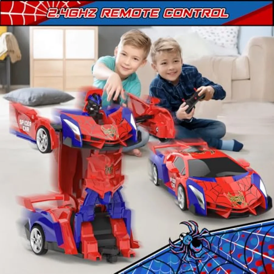 Transform Rc Cars for Boys 4-7 8-12, 2.4Ghz Remote Control Car 1:18 Scale Transforming Robot, One-Button Deformation 0° Rotatio view 3