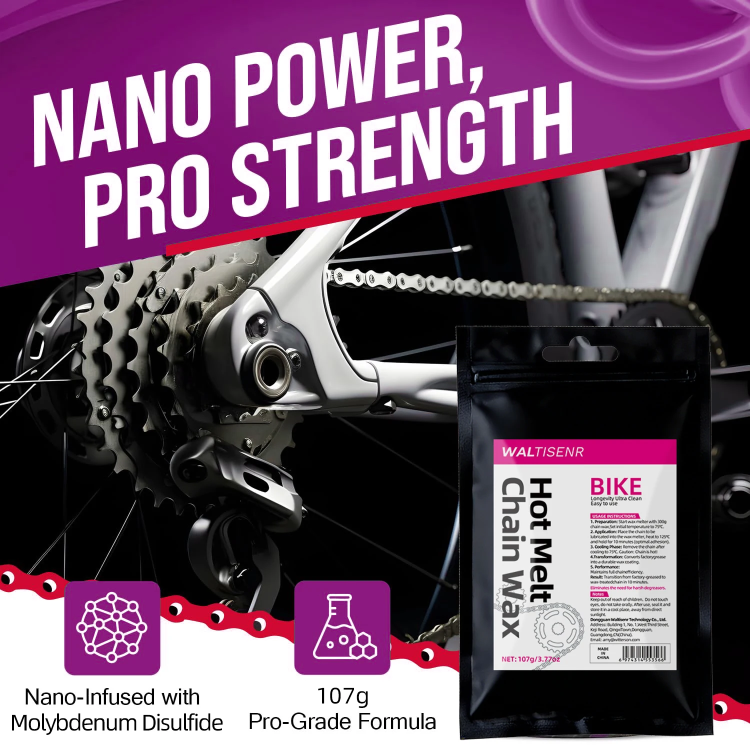 Chain Wax 100g – Lubrificante para corrente de bicicleta Hot Melt com fórmula de fricção ultrabaixa – Proteção duradoura e superior para o sistema de transmissão