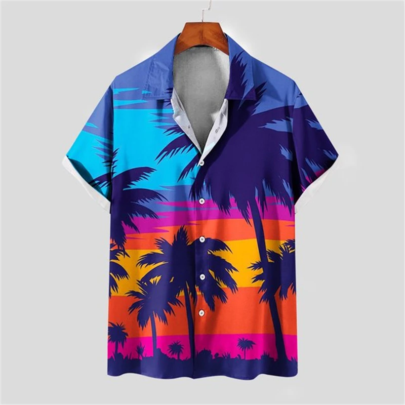 

Vintage Men's Hawaiian Shirt Fashion Summer Vacation Blouse 3d Print Cozy Casual Button Lapel Short Sleeve Beach Oversized Shirt