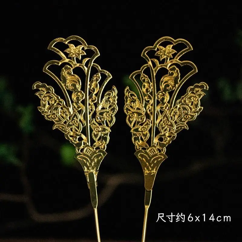 Gold-plated Mogao Grottoes Restoration Oversized Hairpin Headwear Dunhuang Cao's Jewelry Imitation Cultural Relic Hairpin Hanfu