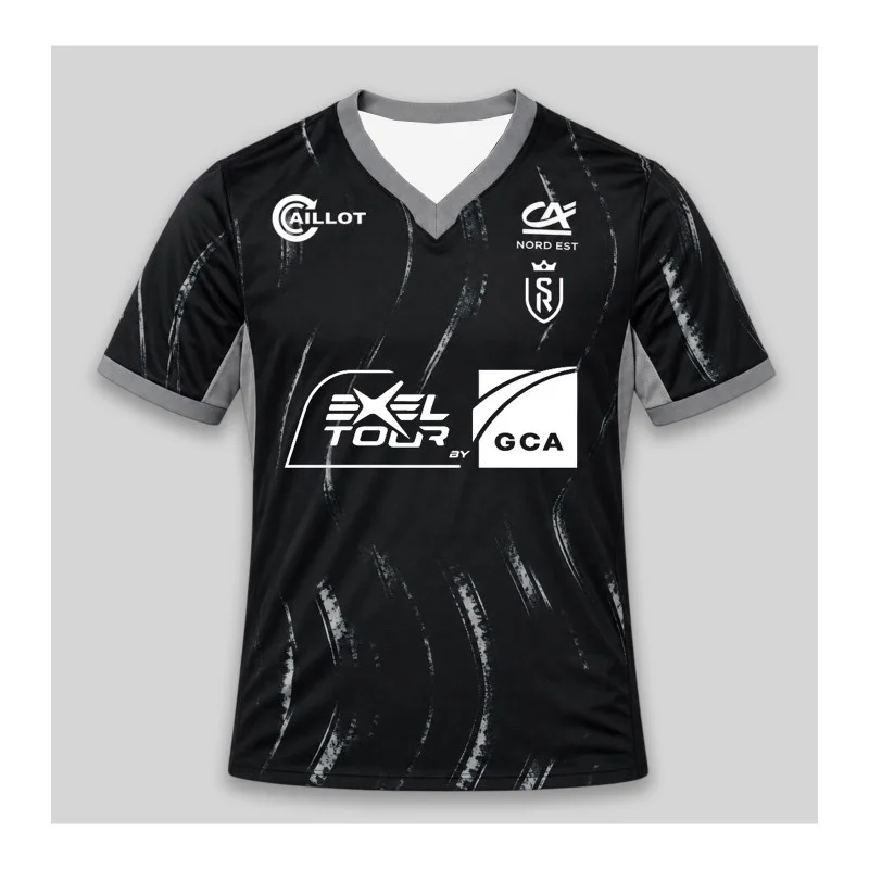 Stade de Reims 3D-Druck Fußballtrikot Herren Damen Sommer Outdoor T-Shirt Atmungsaktiv Schnelltrocknend Streetwear Kleidung Unisex – Detail 4