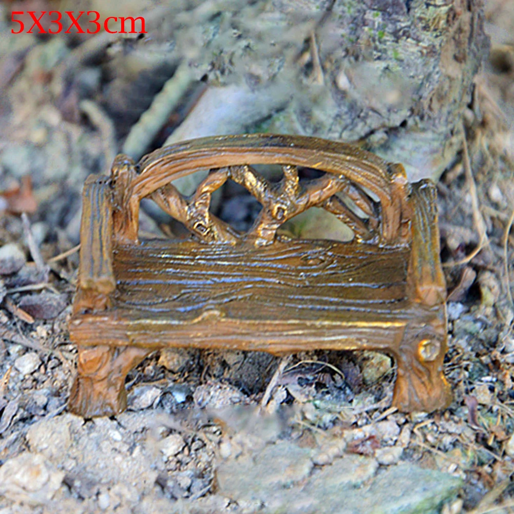 Mini niedlichen Holz stuhl Hocker Fee Paar Bank Action Figur DIY Garten Miniaturen Wohnkultur Mikro Gnom Terrarium Geschenk