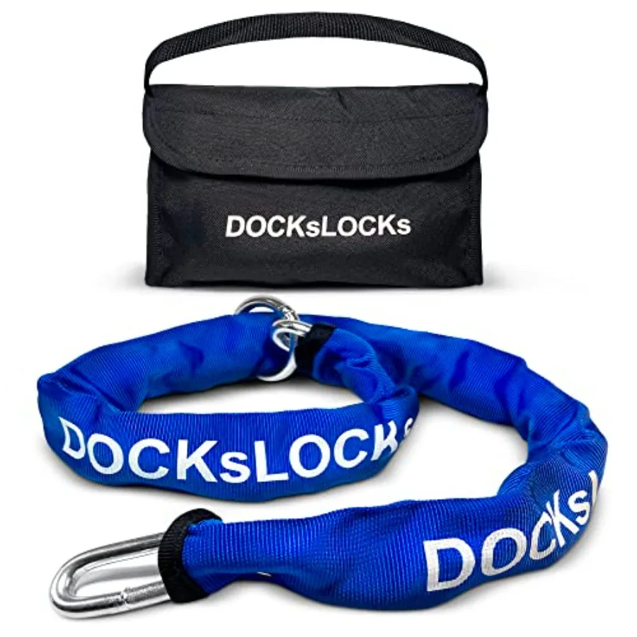 

Прочная цепь безопасности DocksLocks Cinch Style 8 мм - 3 фута - Устойчивая к погодным условиям, из закаленной хромированной углеродистой стали для велосипедов и мотоциклов
