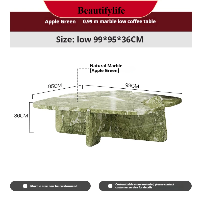 D132 Designer Natural Marble Coffee Table Set, Italian Minimalist High-Low Nesting Tables for Small Living Room, Customizable