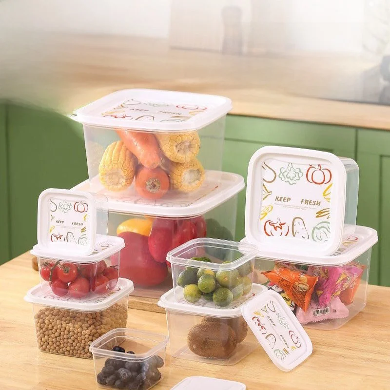 

New Plastic Square Printed Lid Sed Fren Box Food ade Transparent Frie Food ains Preservation Container