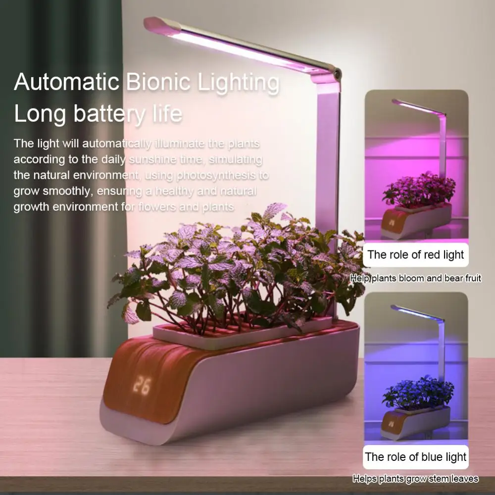 

Smart Garden Planter For Home Kitchen Dc5v Adjustable Bionic Light Durbale Indoor Garden With Led Grow Light Typ-c Charging