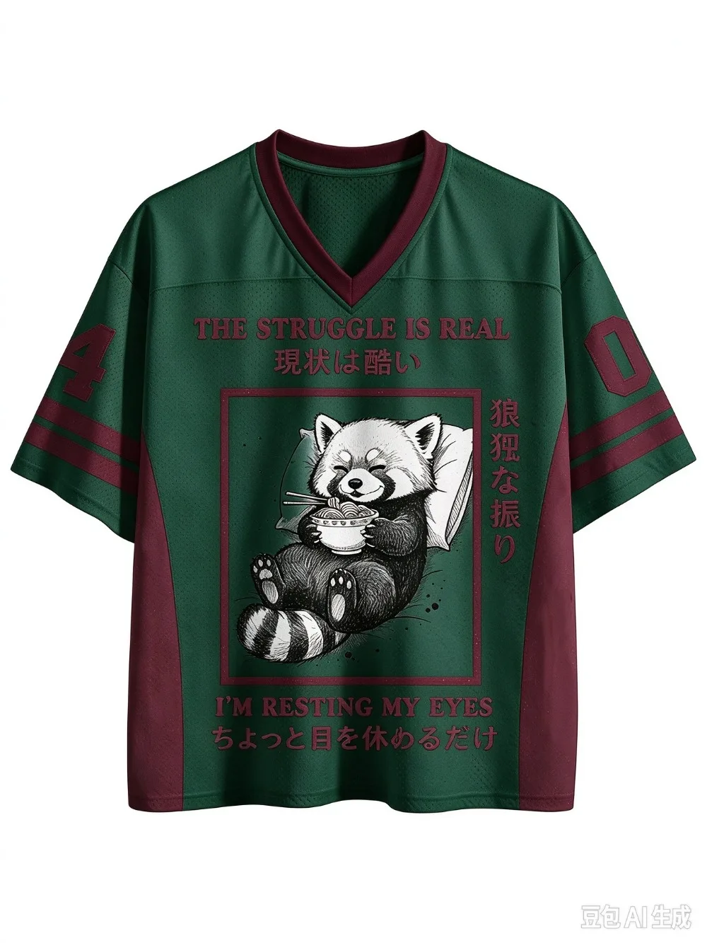 Raccoon Pattern 3D Print Sport Quick-dry Breathable Men V-neck Plus-size T-Shirt Outdoor Street Casual Y2K Parent-Child Clothing - view 4